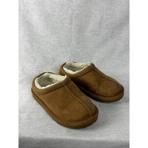 Chestnut Brown Faux Suede Slippers with Faux Fur Lining Size 10 Slip On Shoes